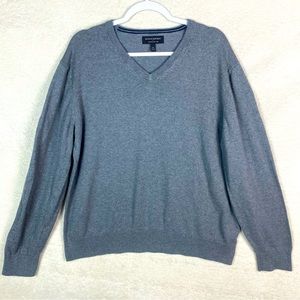 Mens Banana Republic V Neck Premium‎ Luxe Yarn Sweater Gray Soft Size XL